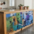 thumbnail image 6 of Abstract Blue Tier Curtains 24 Inch Length, Painting Buildings Geometric Modern Cafe Short Curtains for Bathroom Over Sink, Small Kitchen Curtain Light Filtering Tiered Drapes 2 Panels 27.5"Wx24"L, 6 of 8
