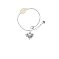 thumbnail image 2 of Delight Jewelry Silvertone Large Heart with Flowers - Goldtone Leaf Delicate Bracelet, 6.25+1.75", 2 of 4