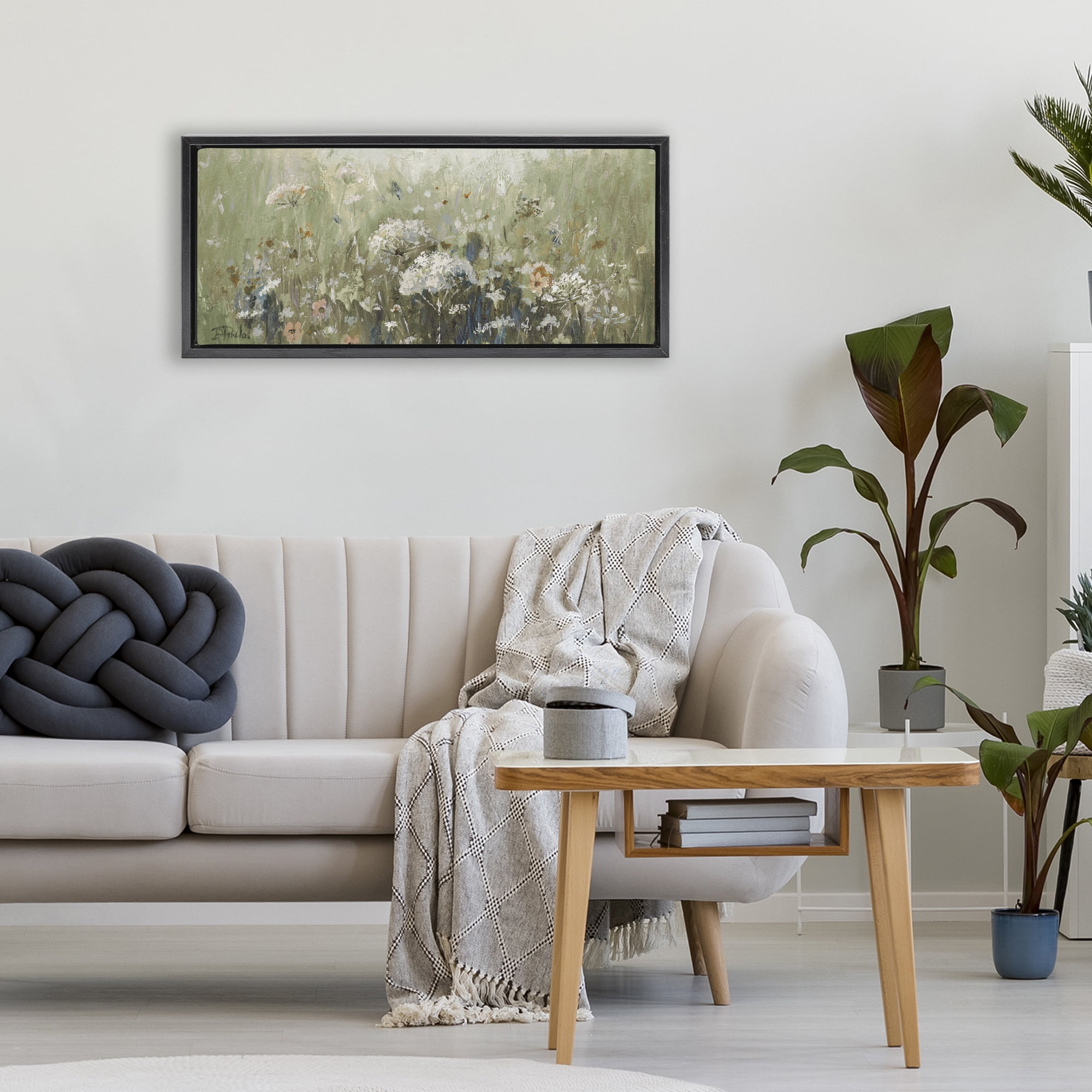 Stupell Industries Mistful Summer Meadow Scene Black Framed Floater Canvas Wall Art, design by Patricia Pinto
