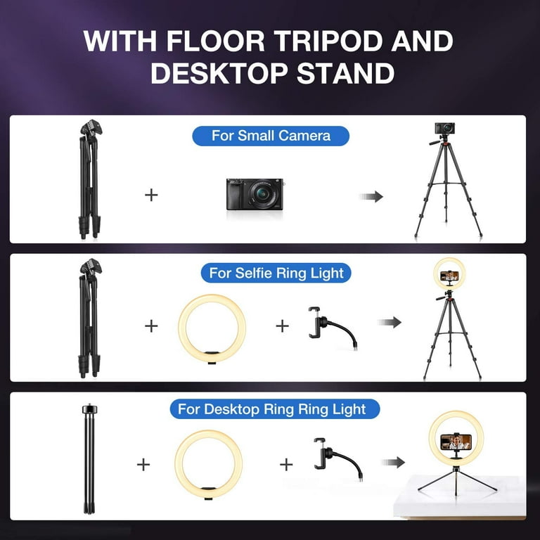 スマホアクセサリー Yesker 10'' LED Ring Light Yesker 10'' LED Selfie Ring Light with 51” Tripod Stand