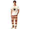 thumbnail image 2 of Halloween Family Matching Pajamas Short Sleeve Black Cat Print Top Geometric Pattern Long Pants Family Sleepwear Set, 2 of 6