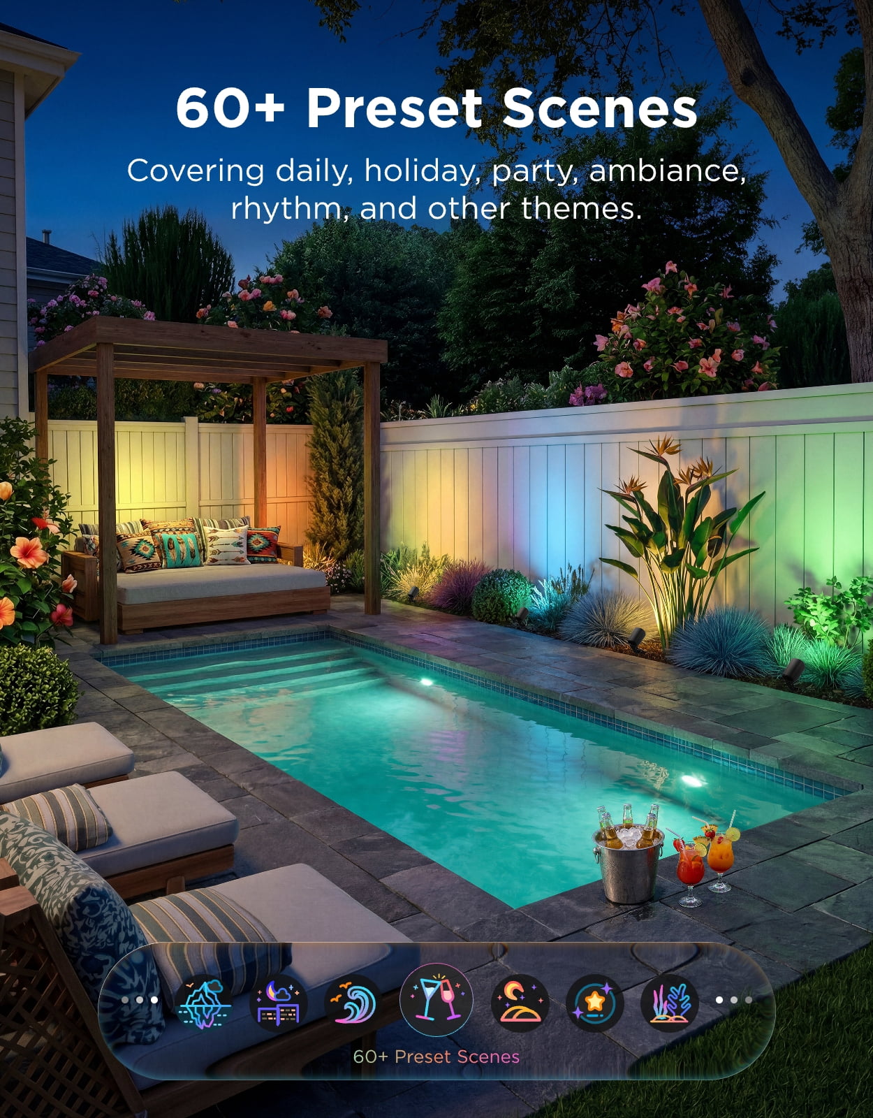 Govee Outdoor Spotlights Lite 4 Pack, IP67 Waterproof Spotlights, RGBWIC Color Changing Light for Outdoor Decor, Patio Decor