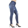 thumbnail image 4 of Fashion2Love Women's Juniors Butt Lift Push Up Mid Waist Ripped Distressed Skinny Jeans, 4 of 10
