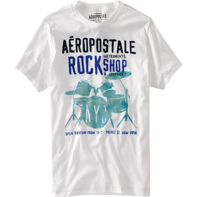 Aeropostale - Camiseta gráfica para hombre, diseño de música Rockhop, color blanco, XXL