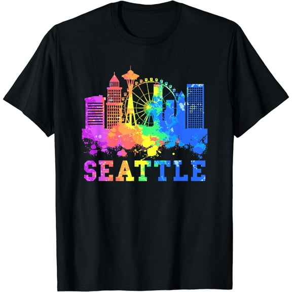 t-shirt Seattle Washington Skyline Watercolor Souvenir Seattle T-Shirt mens t shirt,black,women,funny,misfits,men,journey