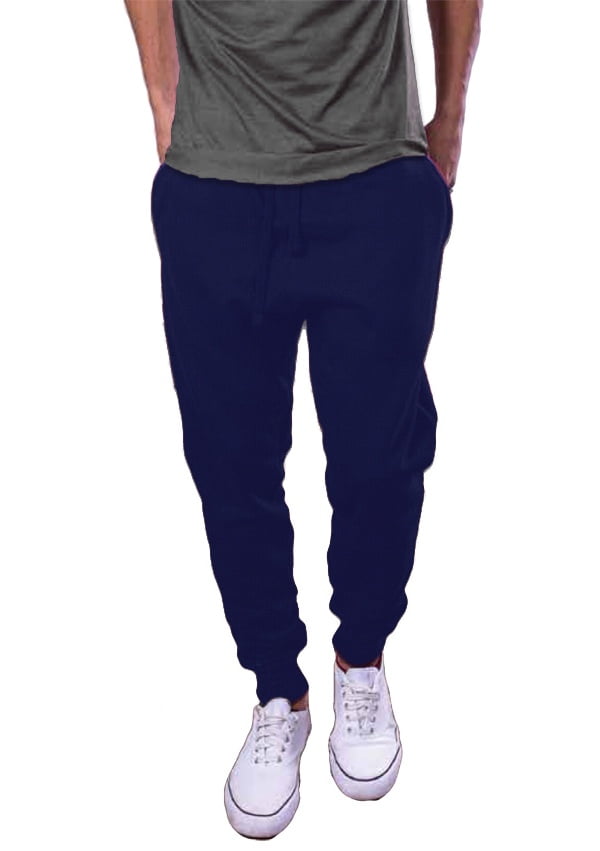 mens navy fleece joggers