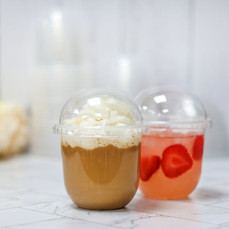 Hot selling milk shake cups dome lids plastic smoothie cups 12oz plastic  cups with lid wholesale