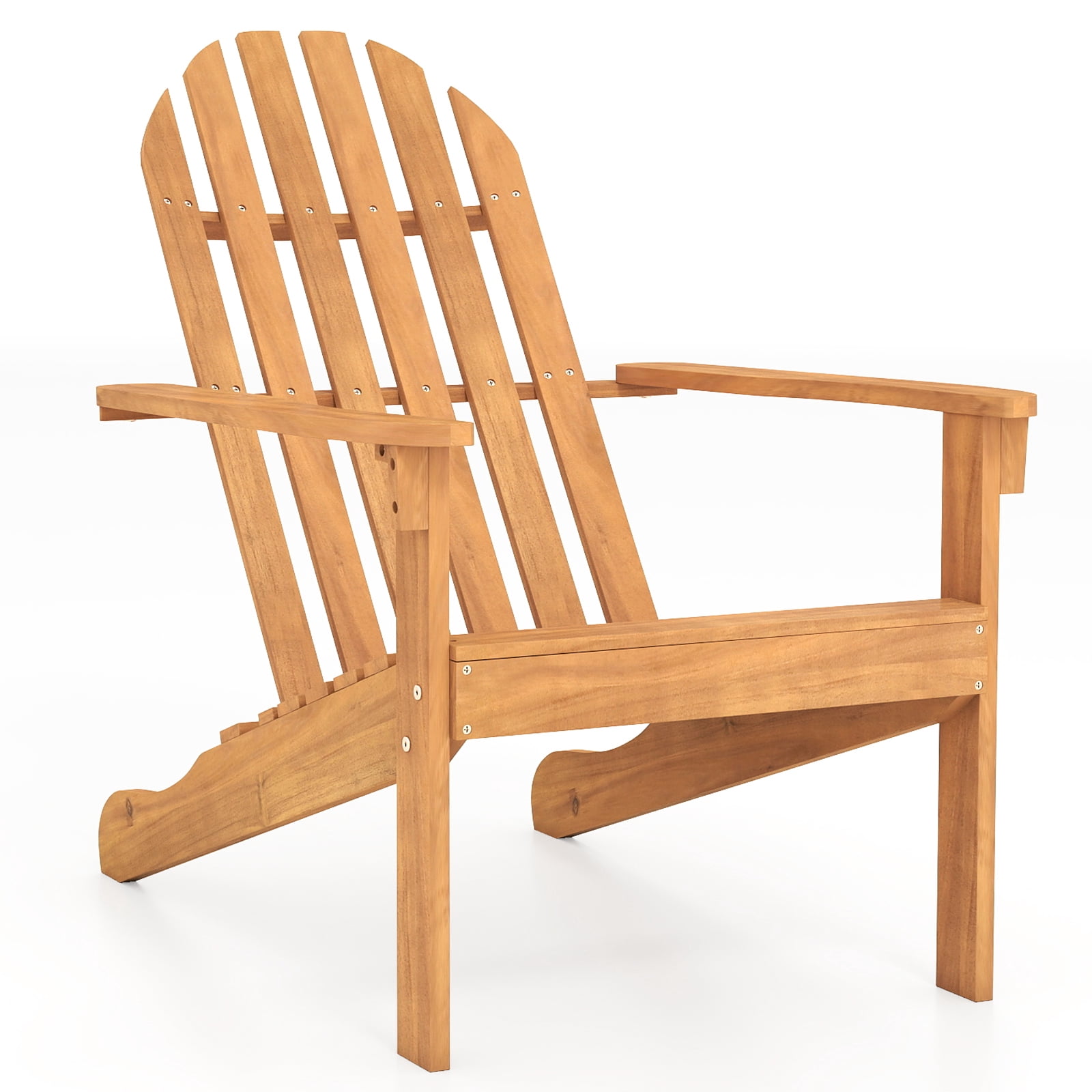 Costway Outdoor Adirondack  Chair Accent Chair Solid Wood sturdy Patio Garden Furniture Natural