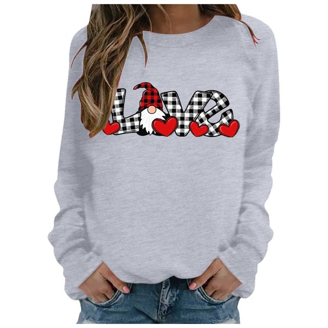 EHQJNJ Sweatshirts Col Rond Femmes Mode Décontractée Manches Longues Sweatshirts Imprimés Pull Sans Capuche Sweatshirts Haut Noir Sweatshirt Femmes Graphique