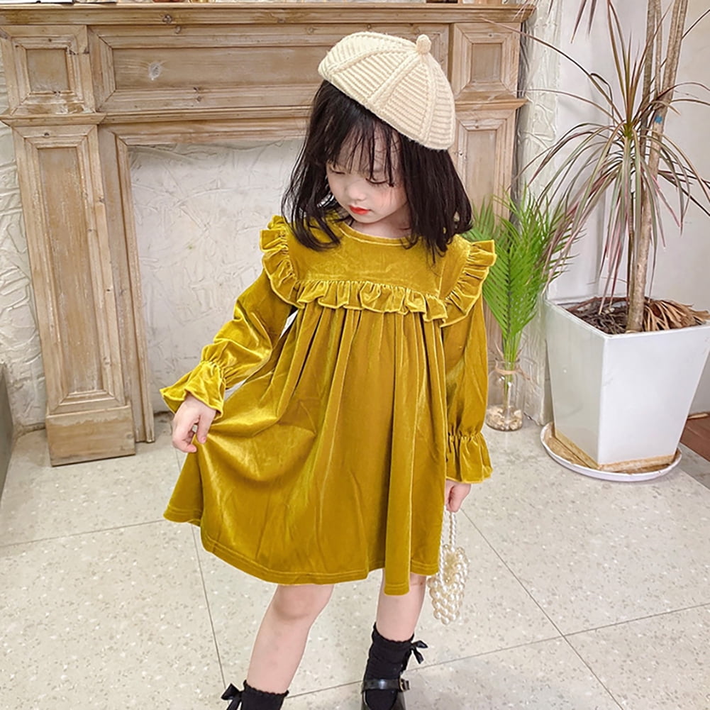 Velvet little girl dresses top