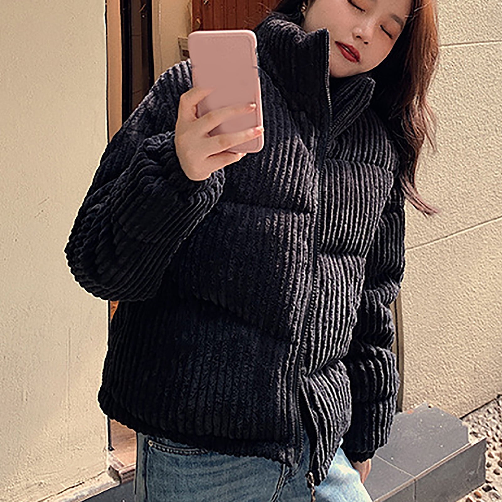 Winter Fashion Woman Middle Length And Thickened Medium Length Stand Up Collar Down Cotton Jacket Coat Walmart