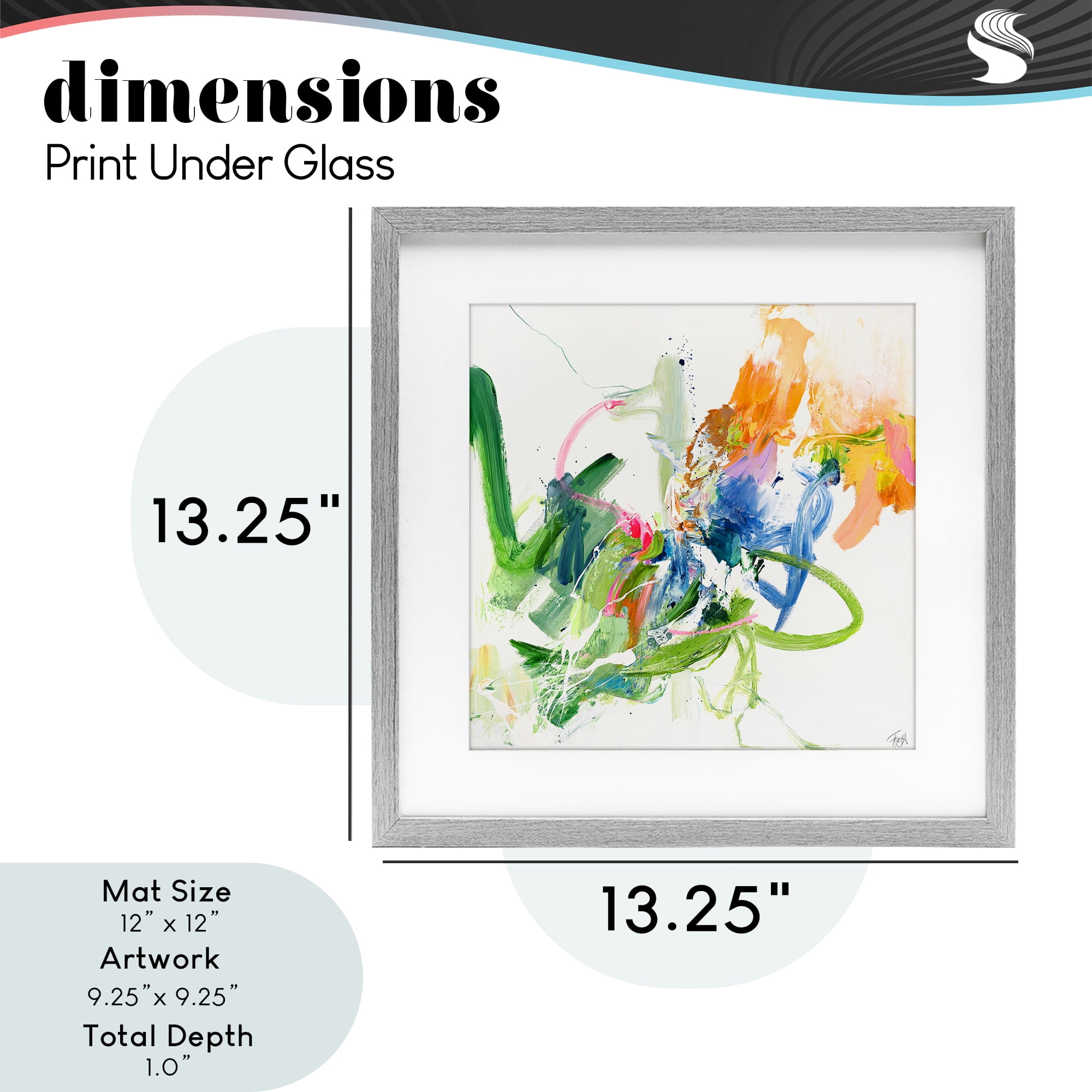 Confident Green Abstraction Gray Framed Print Under Glass, design by Design Fabrikken