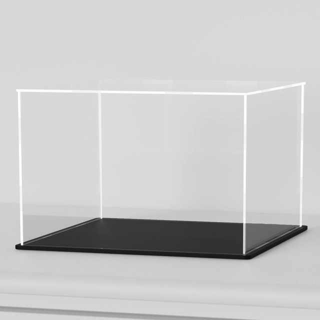 HOPEME Acrylic Display Case for Figures, Clear Acrylic Box with Black Base for showcaseing Football, Miniature, Model Cars, Collectables 12 (L) × 8 (W) × 8 (H) inch