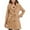 Khaki, variant on Women's Double Lapel Thigh Length Button Front Wool Coat with Belt - Blue M