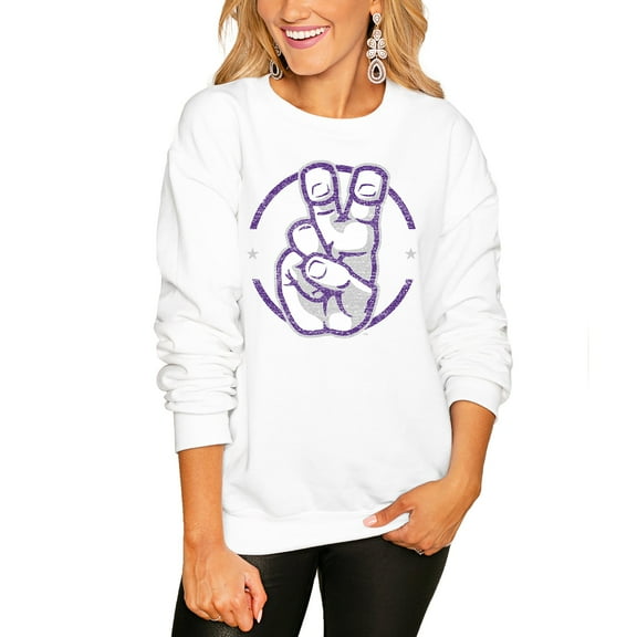 Women's Gameday Couture White TCU Horned Frogs End Zone Oversized Sweatshirt