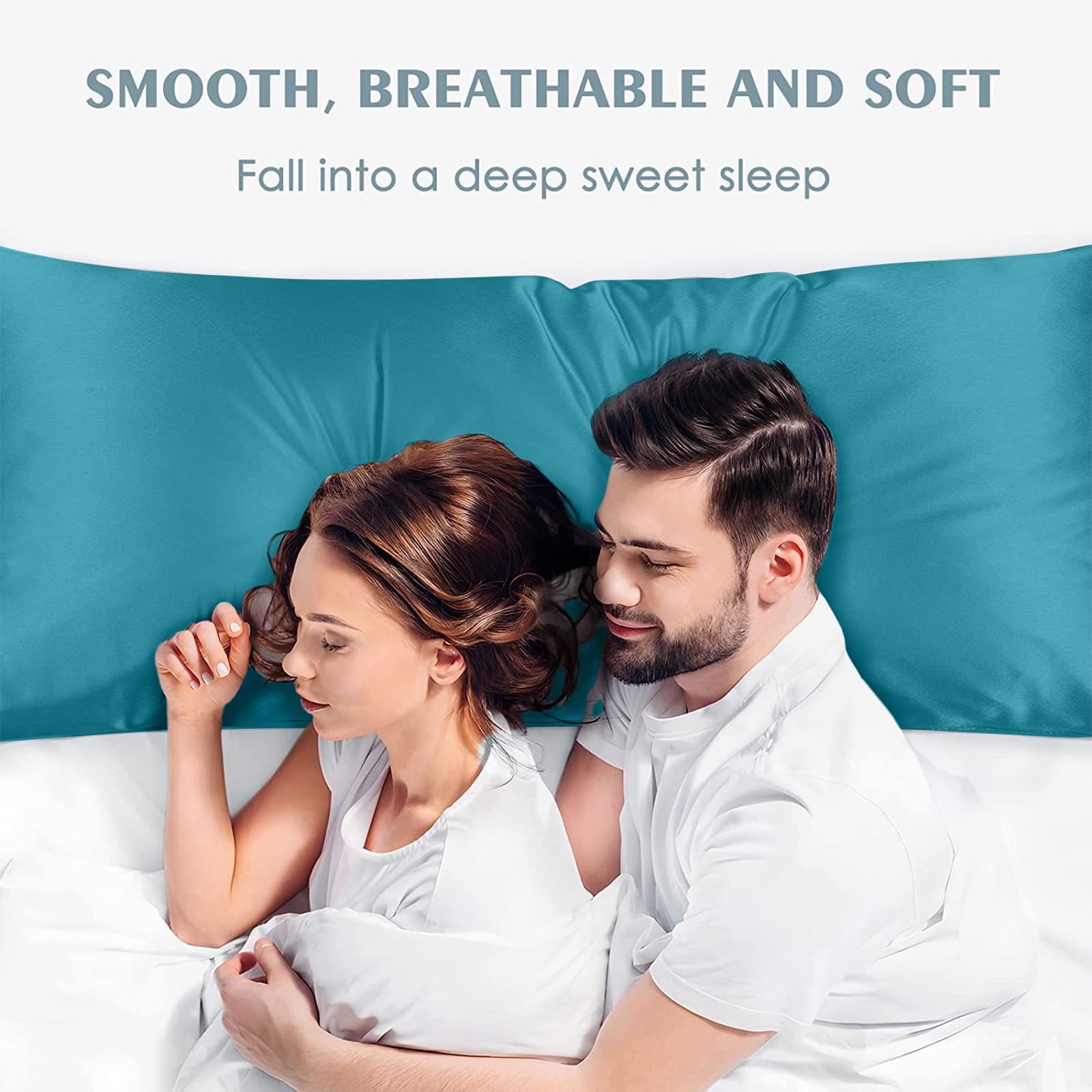 JilgTeok 3 Pcs Satin Silk Pillowcase Hair and Skin Friendly Standard Size 51x137cm with Hidden Zipper Soft Breathable Cool Pillow Covers for Sleeping