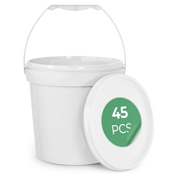 1 Gallon Food Grade Round Plastic Bucket - Food Storage Deli Containers with Lids Ideal for , Soup, and Prep Containers - BPA-Free - 45 Pack