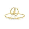 BRILLIANCE FINE JEWELRY 14K Gold Plated Sterling Silver Twisted Round Bangle 2.8" and Hoop Earrings 1" Set