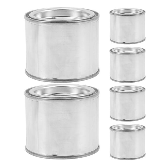 Hemoton  6 Pcs Metal Can Paint Containers with Lids for Leftover Silver
