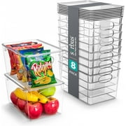 Sorbus 8 Large Plastic Storage Bins with Lids - Kitchen, Pantry, Cabinet, and Fridge Organization
