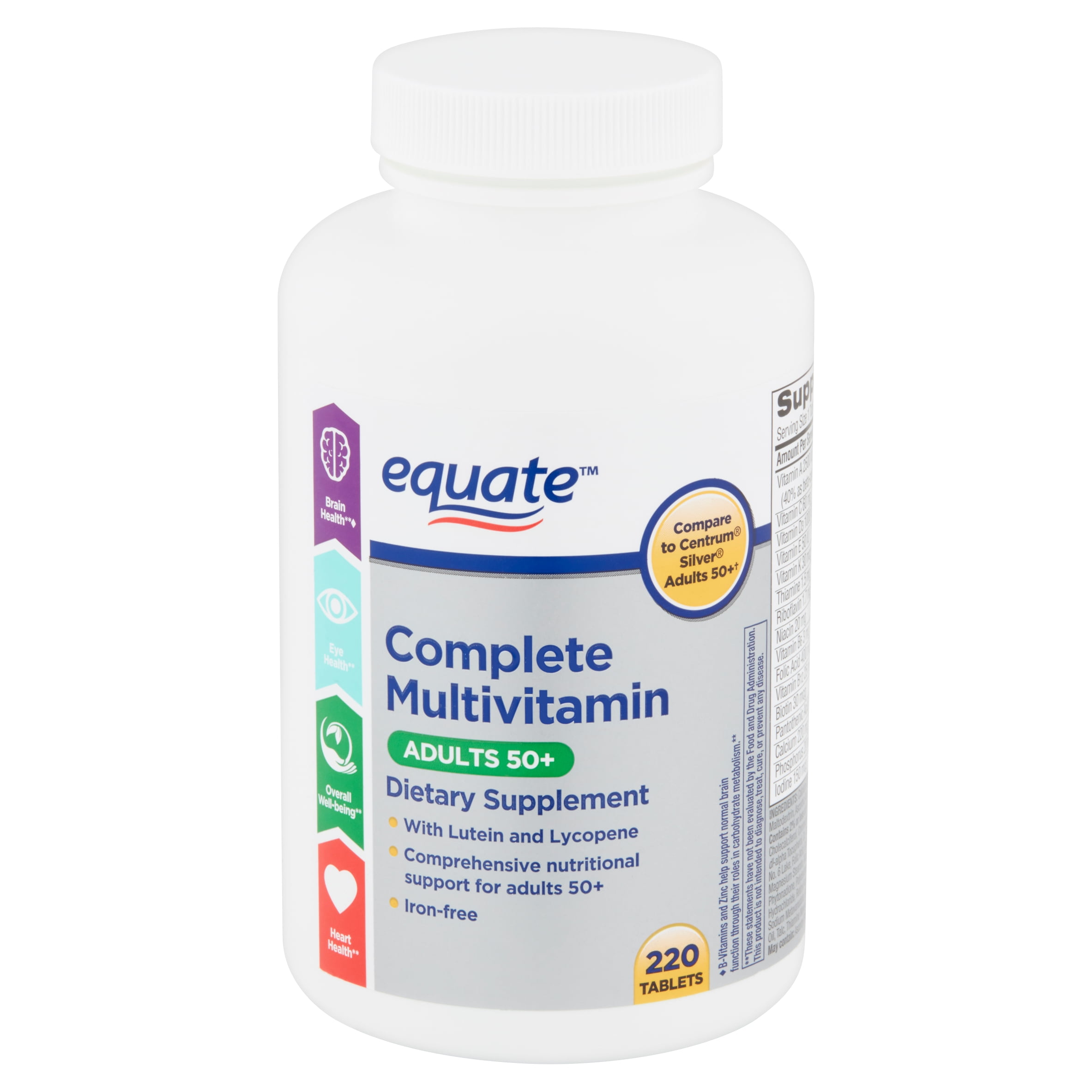 Equate Complete Multivitamin Tablets Adults 50 220 Count Walmart