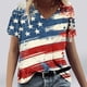 thumbnail image 1 of Fiudx Ofertas Flash Del Día Solo En Línea Camiseta de Manga Corta con Cuello En V Estampada para El Día de La Independencia Informal a La Moda para Mujer, 1 of 4