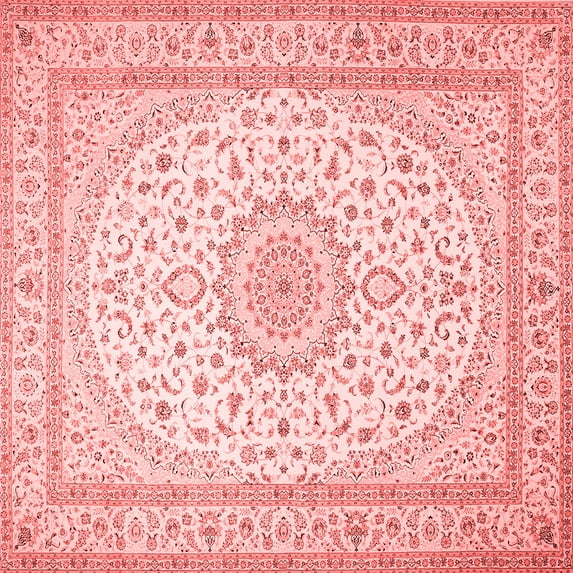 Ahgly Company Indoor Square Medallion Red Traditional Area Rugs, 8' Square