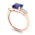 thumbnail image 2 of 1.62 ct Square Emerald Cut Simulated Tanzanite 3 Stone 18K Rose Gold Womens Engagement Ring, 2 of 5