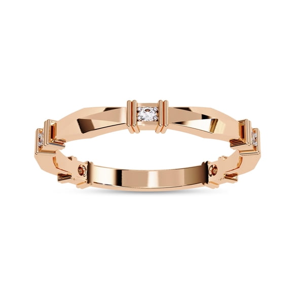 AFFY Five Stone Wedding Band Ring for Women, Round Cut Lab Created Moissanite Engagement Ring in 10K Solid Rose Gold Size-10