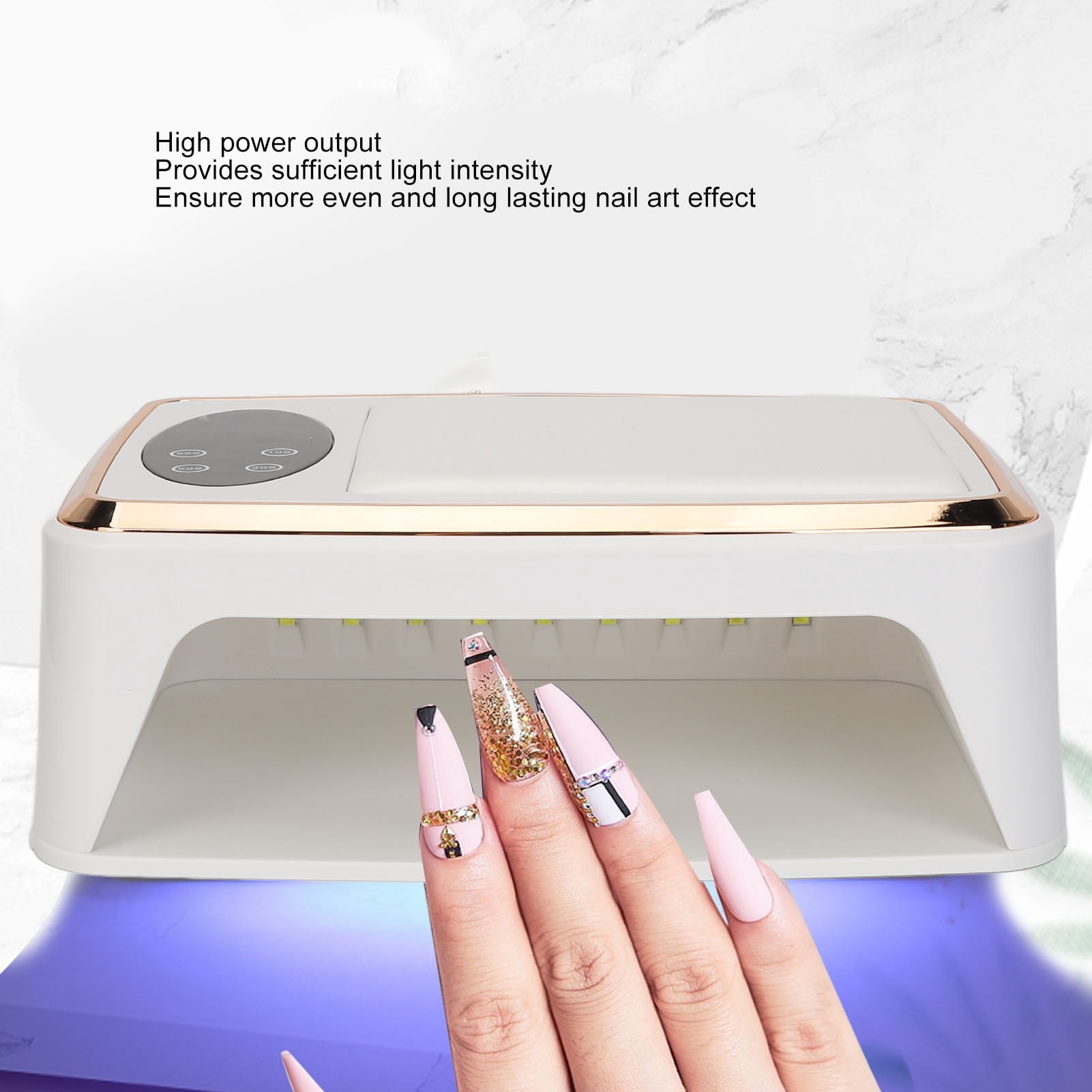 YAHHU UV Nail Dryer with Arm Rest Fast Dry 90pcs Lamp Chips 10S/30s/60s/99s UV LED Nail Gel Lamp for Home Salon Use 100-240V US Plug 11.41 inches / 29 cm