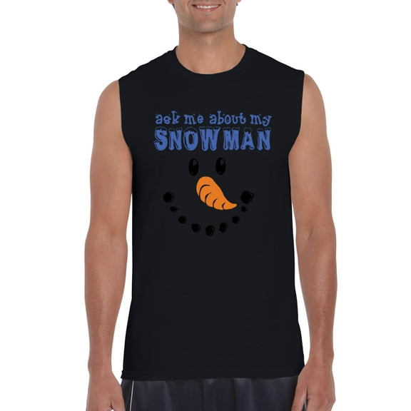 MmF - Men's Graphic T-Shirt Sleeveless - MY XMAS SNOWMAN FLIP UP