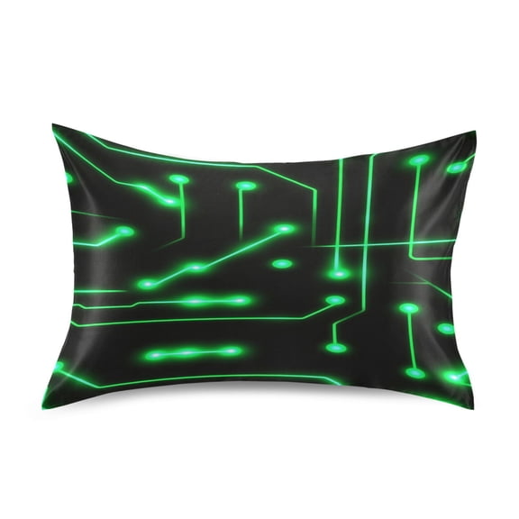 Neon Circuit Design Satin Pillowcase 20''x26'' Double-Sided Print Soft Wrinkle Resistant