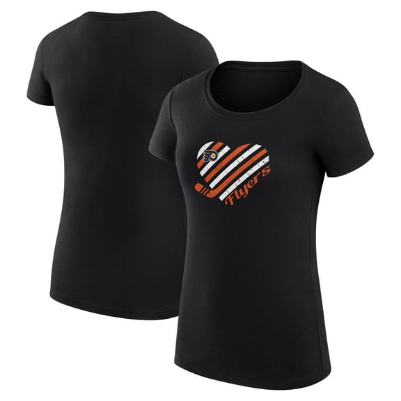 Women's G-III 4Her by Carl Banks  Black Philadelphia Flyers Super-Slim Fit Lightweight Heart T-Shirt