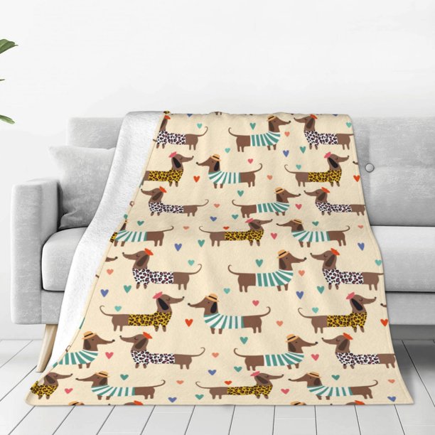 Balery Dachshund Dog Manta de Felpa Suave y Acogedora – Cobija de Franela Aterciopelada para Cama, Lavable y Cálida para Sofá, Mascotas, Transpirable-40"x30"