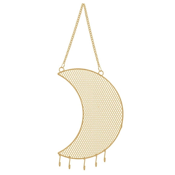 Expositor de joyas de hierro forjado, exquisito, ornamental, ahorra espacio, con forma de luna y estrella, para dormitorio.