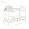 thumbnail image 2 of Bellemave Twin House Bed, Twin Size Wood Bed Frame with Roof and Fence, Montessori Beds Frame with Slats, No Box Spring Needed (White), 2 of 8