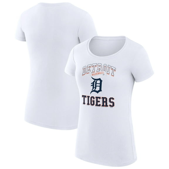 Women's G-III 4Her by Carl Banks White Detroit Tigers Super-Slim Fit Lightweight Team Logo Graphic T-Shirt
