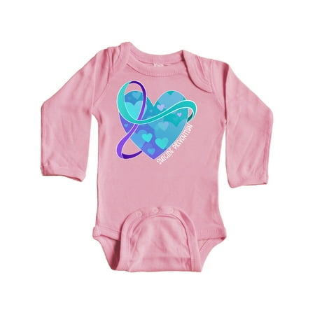 

Inktastic Suicide Prevention Awareness Purple and Teal Heart Ribbon Gift Baby Boy or Baby Girl Long Sleeve Bodysuit