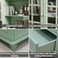 thumbnail image 4 of Sideboard Buffet Cabinet, Dining Room Storage Cabinet, Entryway Cabinet with Glass Doors Drawer for Living Room, Dining Room, Bathroom, Adjustable Shelf, Mint Green, 4 of 8