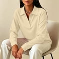 thumbnail image 4 of Womens Retro Polo Shirts Long Sleeve Button Placket Lightweight Collared Golf Dressy Office Blouses Khaki S, 4 of 9