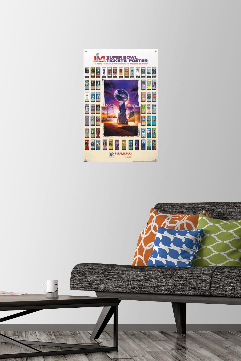 NFL League - Super Bowl LVI - Tickets Wall Poster with Push Pins, 14.725" x 22.375"