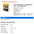 thumbnail image 2 of Front Fog Light Bulb - Compatible with 2013 - 2016 Audi allroad 2014 2015, 2 of 2
