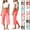 19# Watermelon Red, variant on Fold over Gaucho Pants for Women Wide Leg Coral Capri Pants Elastic Low Waisted Yoga Leggings Stretchy Summer Casual Culottes White M