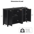 thumbnail image 2 of Buffet Bahut Cannelé avec Rangement, Grand Buffet Moderne de 55 Pouces avec Tablettes Ajustables, Armoires de Rangement Style Ferme pour Salon et Entrée, Noir, 2 of 10
