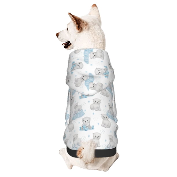 Fotbe Playful Polar Bear Pals Sudadera con Estampado para Perros Pequeños – Suéter con Capucha para Mascotas, Tela Suave de Forro Polar con Bolsillo-X-Large