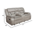 thumbnail image 5 of Benjara Tye 77" Glider Manual Recliner Loveseat- Gel Foam- Taupe Faux Leather, 5 of 5