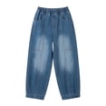 thumbnail image 7 of Zormilly Womens Jeans Elastic High Waisted Casual Blue Baggy Jeans with Pockets Cuffed Cropped Denim Pants, XS-L, 7 of 7