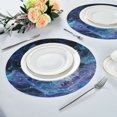 thumbnail image 4 of 15.4" Round Placemat Set of 6 Polyester Fabric Place Mats Non-Slip Dining Kitchen Table Mats for Kitchen Party Decor Cute Blue and White Cat, 4 of 5