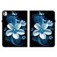 thumbnail image 2 of For iPad Pro 11" (M4/M5) 2024/2025 Release Folio Case with Stand/Card Slots/Elastic Band Closure/Pen Loop Holder, Stylish Cute Cartoon PU Leather Protective Lightweight Slim Cover, Blue White Flower, 2 of 7