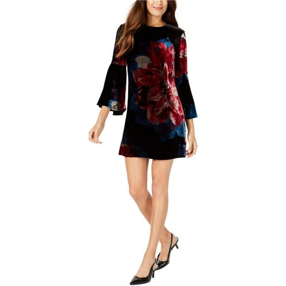 Trina Turk Vestido recto de terciopelo para mujer, Negro, 8